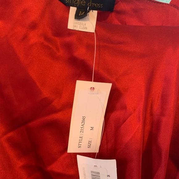New 100% real silk red one shoulder dress - Picture 3 of 3